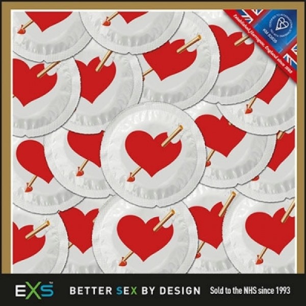 EXS Heart Condoms Bulk Pack of 500 (EXSTHEMELOVE500)