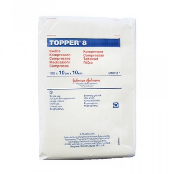 Topper 8 Non Sterile Swabs 10cm x 10cm (Pack of 100)