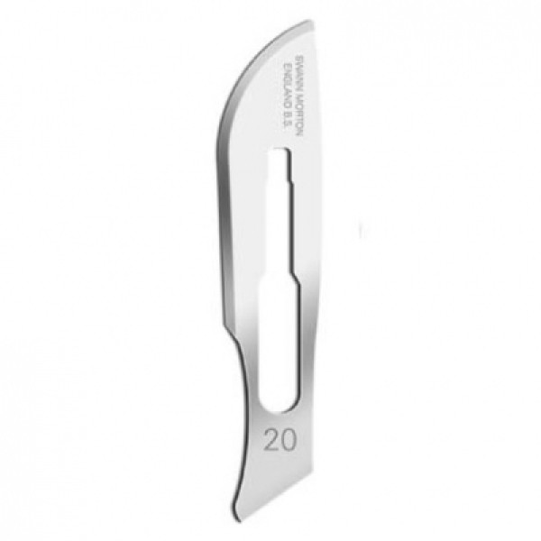 Swann Morton Standard Surgical Blades No.20, Sterile, Carbon Steel (Pack of 100) (0206)