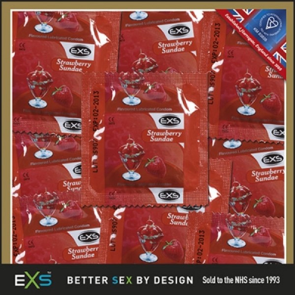EXS Strawberry Sundae Condoms Bulk Pack of 500 (EXSSTRAW500)