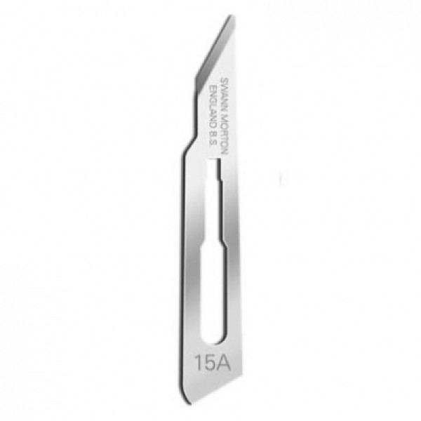 Swann Morton Standard Surgical Blades No.15A, Sterile, Carbon Steel (Pack of 100) (0220)