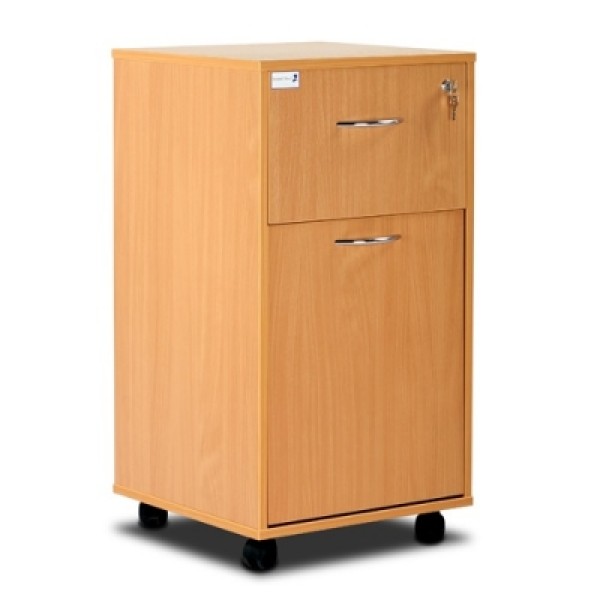 Bristol Maid Bedside Cabinet - Single Upper Drawer and Lower Drawer with Recessed Shelf - Beech (BC1D/BE)