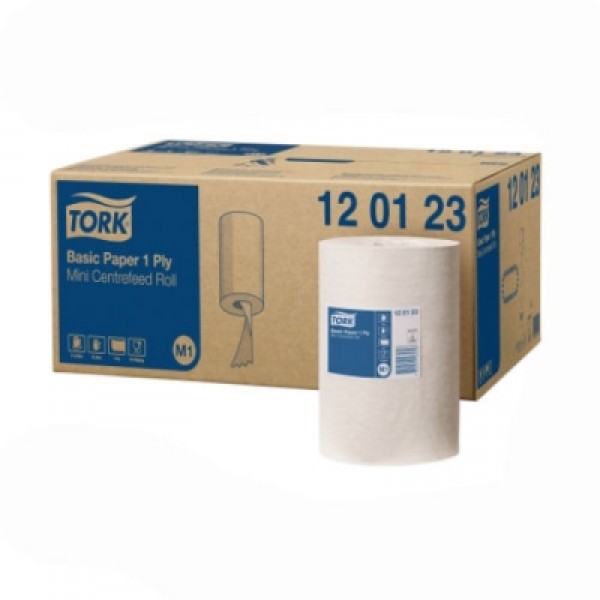 Tork Mini Centre-Feed Roll Basic Paper 1 Ply 120m x 215mm (Pack of 11) (120123)