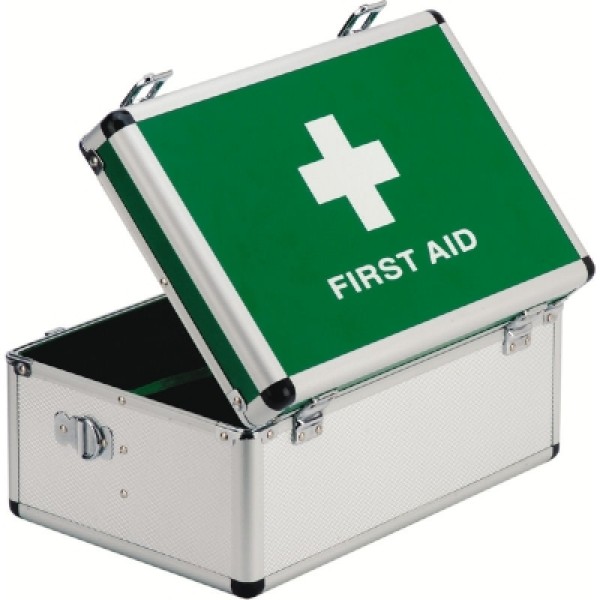Alu-Large Box (F813) Silver/Green Empty Aluminium Box for First Aid Kit (RL728) - ONLY 2 LEFT IN STOCK