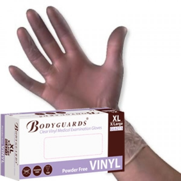 Bodyguards Healthline Vinyl Gloves N/S P/F Clear Vinyl Large (Box of 100) (GL6213)