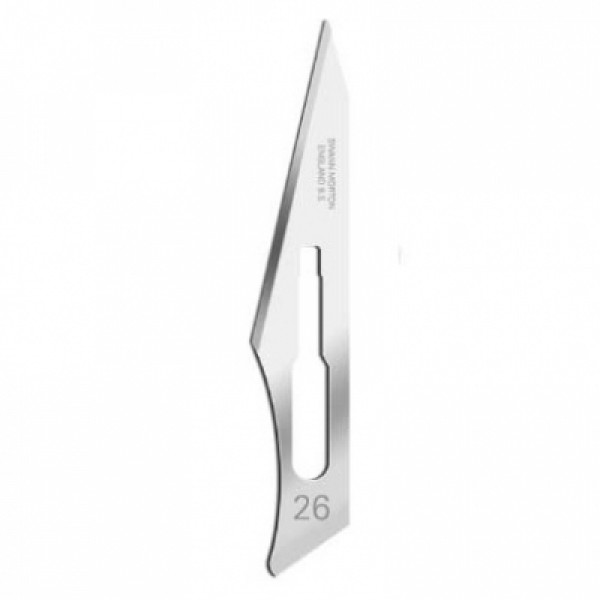 Swann Morton Standard Surgical Blades No.26, Non-Sterile, Carbon Steel (20 Packets of 5) (0113)