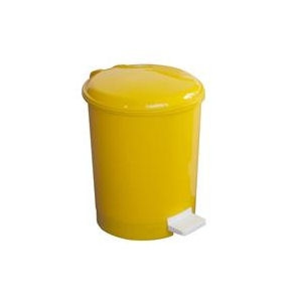 Yellow Plastic Pedal 12L Bin With Liner (W85075)