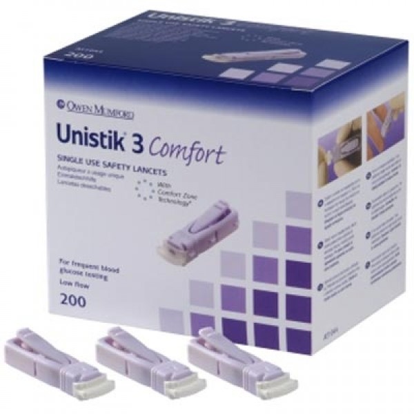 Owen Mumford Unistik 3 Comfort (Box of 100) (AT1042)