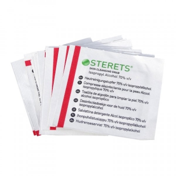 Sterets Pre-Injection Swabs Skin Cleansing 70% (Box of 100) (10009269)