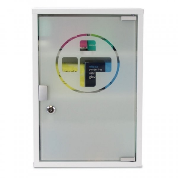Metal Wall Cabinet With Glass Door, Lockable (Large) 460 x 300 x 140mm (RL3095)