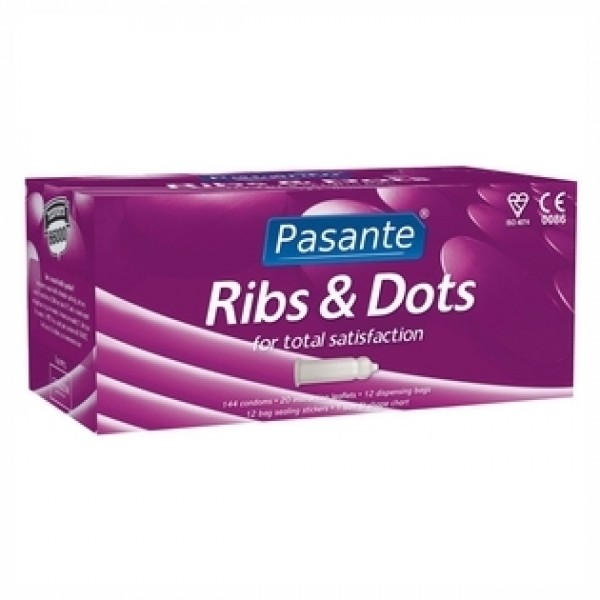 Pasante Ribs and Dots Condoms, Clinic Pack of 144 (C4041)