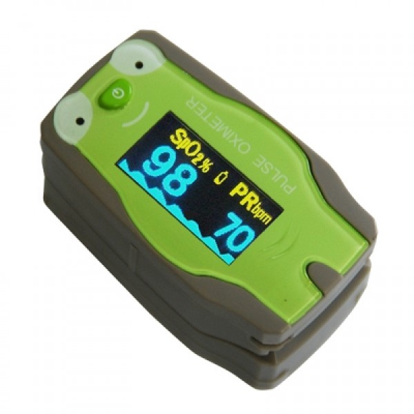 ChoiceMMed Paediatric Finger Pulse Oximeter Waveform LED Display - Green Frog (MD300C53)