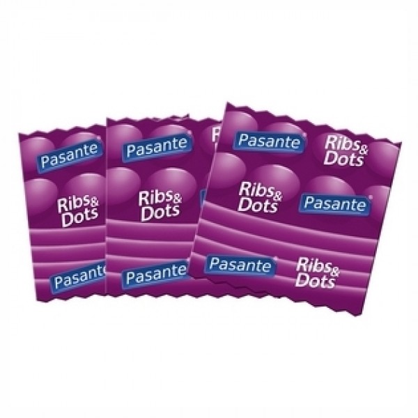 Pasante Ribs and Dots Condoms, Polybag of 144 (C4076)
