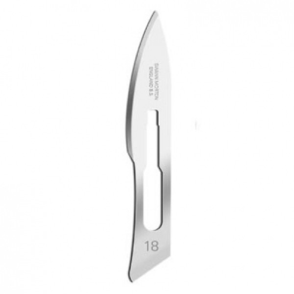 Swann Morton Standard Surgical Blades No.18, Sterile, Carbon Steel (Pack of 100) (0223)