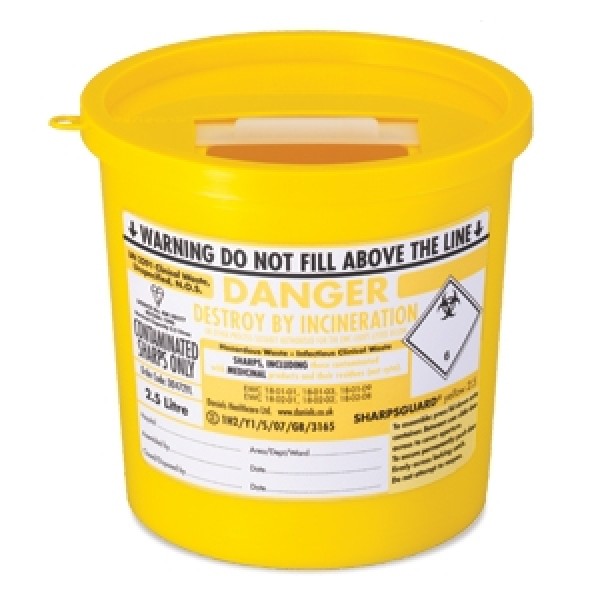 Daniels Sharpsguard Yellow 2.5 Litre Sharps Bin (DD472YL )