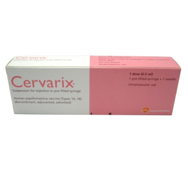 Cervarix Vaccine (Human Papilloma Virus HPV (types 16,18) Vaccine) 0.5ml Syringe x1