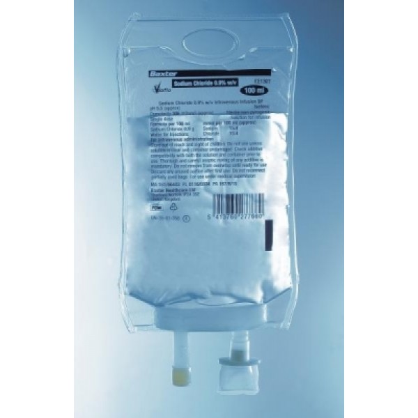 Baxter Sodium Chloride 0.9% Intravenous Infusions BP 100ml in Box of 60 (FE1307G)