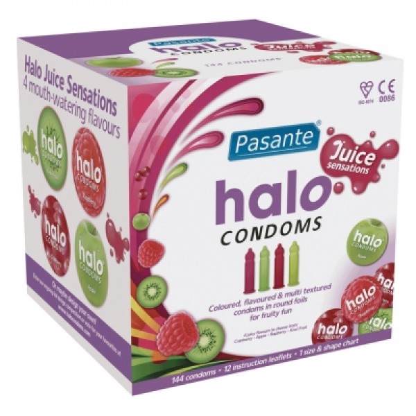 Pasante Halo Juice Sensations Condoms, Clinic Pack of 144 (C4081)