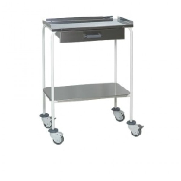 AW Select Treatment Trolley Stainless Steel with Guard Lip, 2 Shelves & Single Drawer (AWSH20150)
