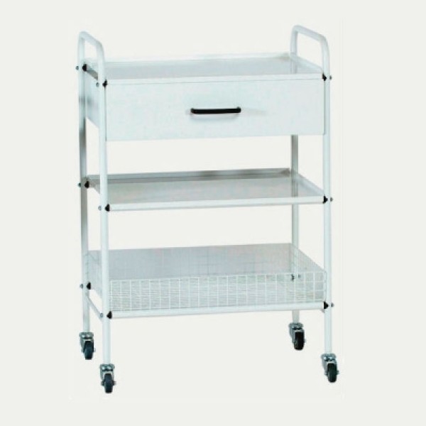Medi-Plinth Multi Purpose Trolley With Drawer Shelf and basket (TR06)