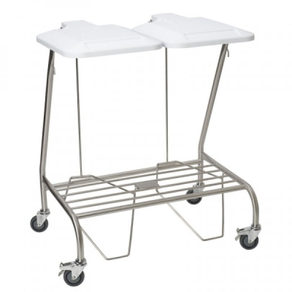 Beaver Soiled Linen Trolley Stainless Steel With Lid - Double (CA4742)