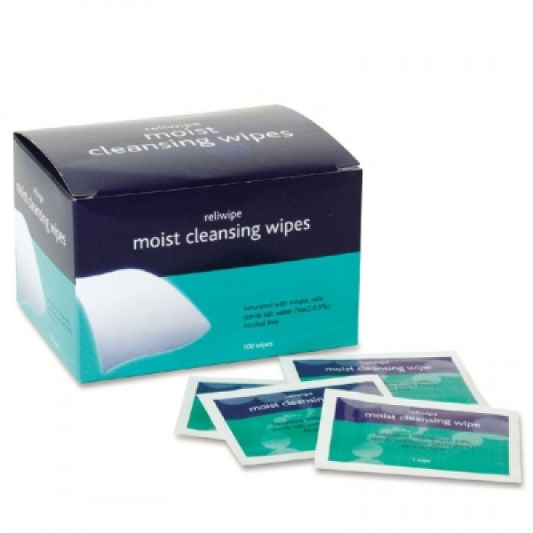 Reliwipe Moist Saline Cleansing Wipes Sterile (Pack of 100) (RL745)