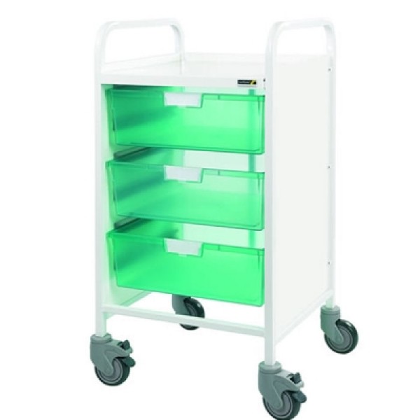 Sunflower Vista 50 Trolley 3 Double Depth Green Trays  (Sun-MPT13G)