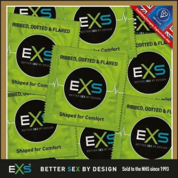 EXS Extreme 3 in 1 Condoms Ribbed and Dotted Bulk Pack of 500 (EXSTEXT500)