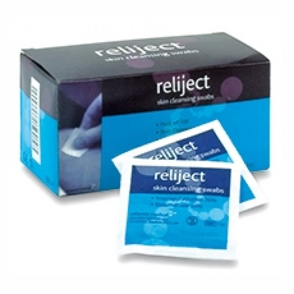 Reliject Pre-Injection Swabs Skin Cleansing 70% (Box of 100) (RL742)