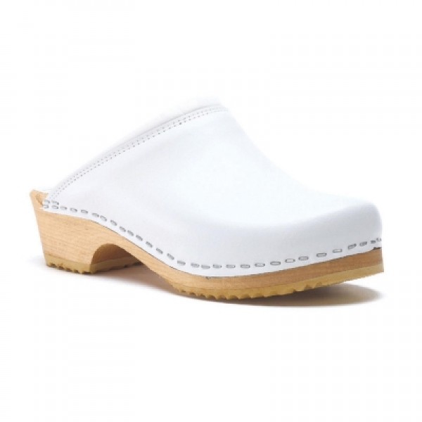 Toffeln ClassicKlog Unisex Wooden Footbed Clog White (020W) 