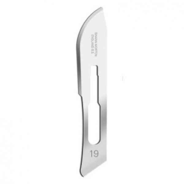 Swann Morton Standard Surgical Blades No.19, Sterile, Carbon Steel (Pack of 100) (0224)