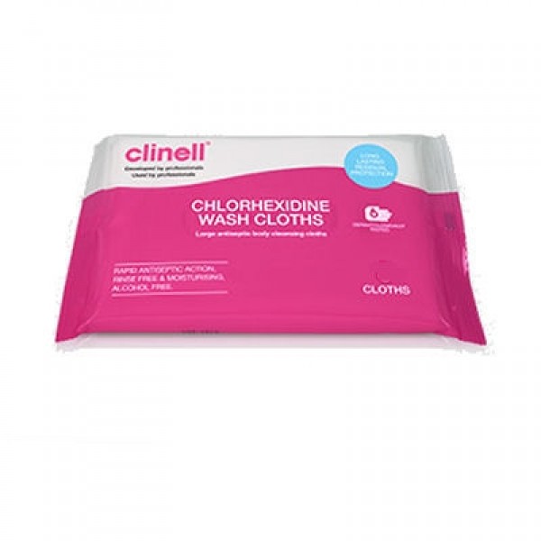Clinell Chlorhexidine Wash Cloths (Single Pack of 8) (CHWC8)