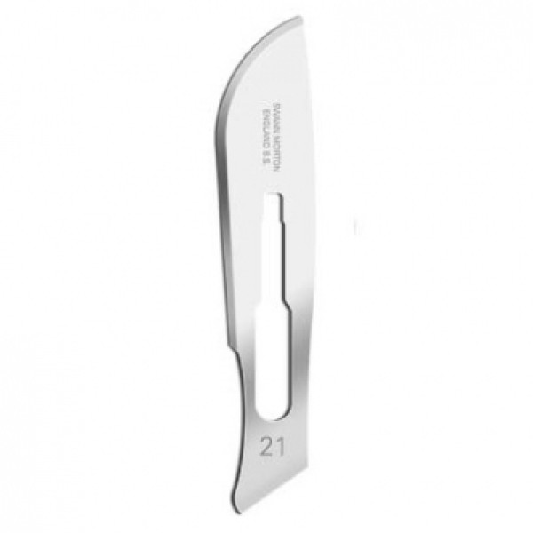 Swann Morton Standard Surgical Blades No.21, Sterile, Carbon Steel (Pack of 100) (0207)