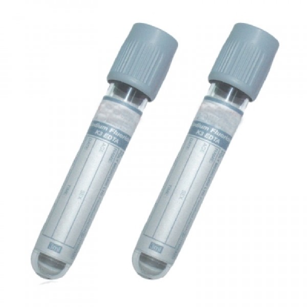 BD Vacutainer Plastic Fluoride / EDTA Tube 2ml with Grey Hemogard Closure (Pack of 100) (368920)