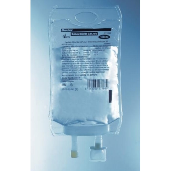Baxter Sodium Chloride 0.9% w/v Intravenous Infusions in Viaflow 1000ml (Single)
