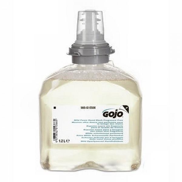 GOJO Mild Foam Hand Wash Fragrance Free 1200ml Cartridge for TFX Dispenser (Pack of 2) (5665-02)
