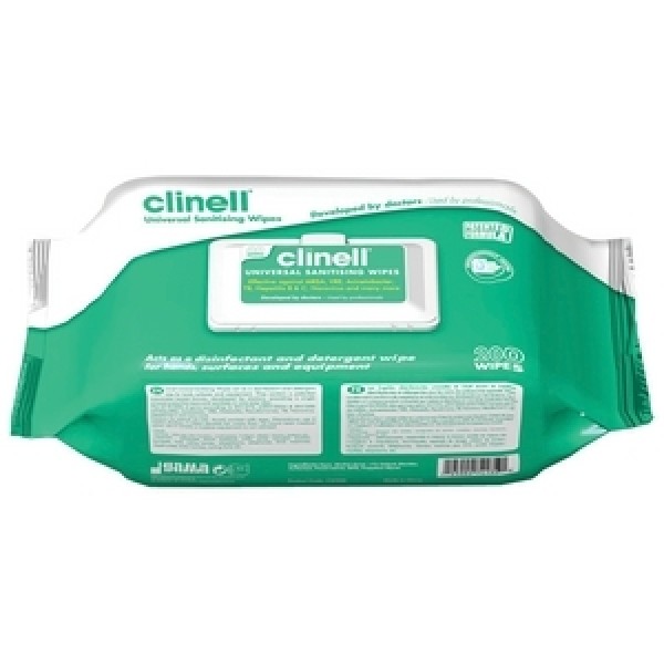 Clinell Universal Sanitising Wipes, 220mm x 280mm (Pack of 200) (CW200)