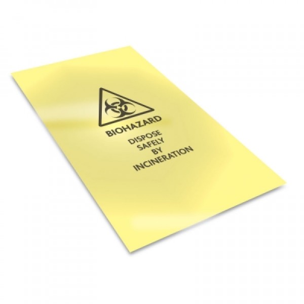 Clinical Waste Bags Yellow Medium 56 x 63cm (25mu) Roll of 50  (RL3660)