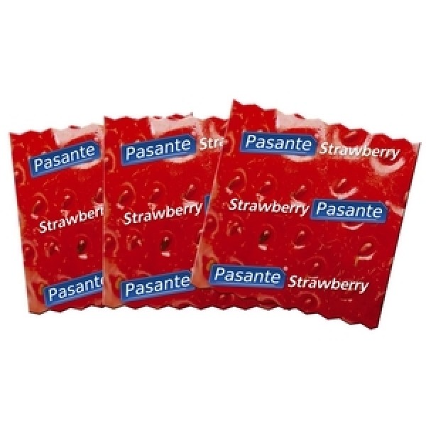 Pasante Flavoured Condoms, Strawberry, Polybag of 144 (C4061)