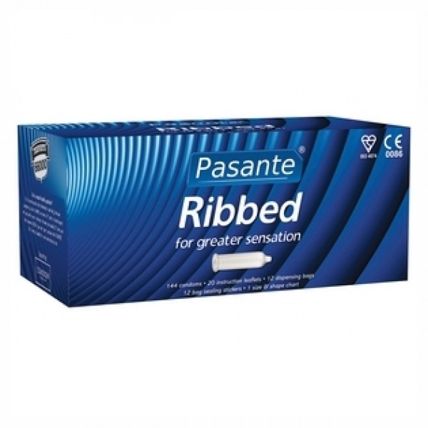 Pasante Ribbed Condoms, Clinic Pack of 144 (C4008)