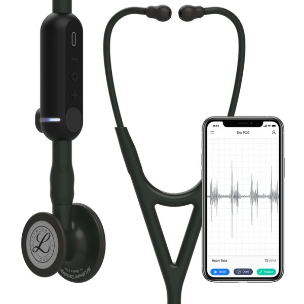 3M Littmann CORE Digital Stethoscope, Black Chestpiece, Tube, Stem & Headset (8490)