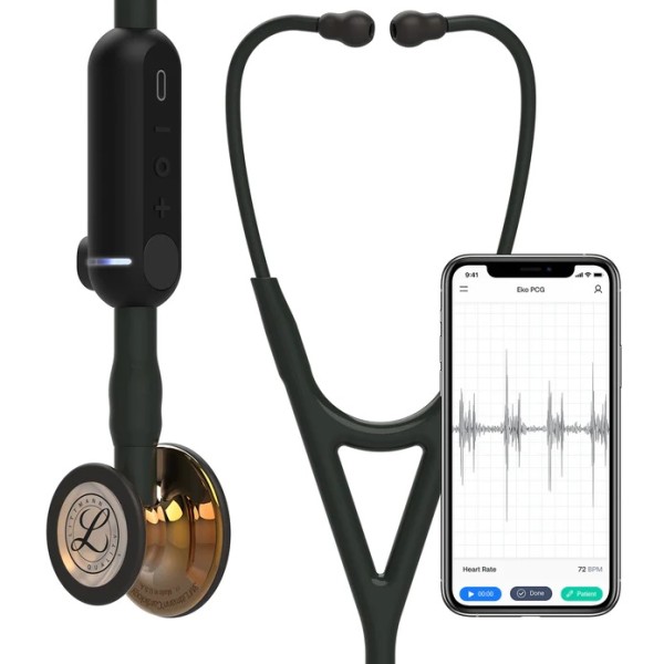 3M Littmann CORE Digital Stethoscope, High Polish Copper Chestpiece, Black Tube, Stem & Headset (8863)