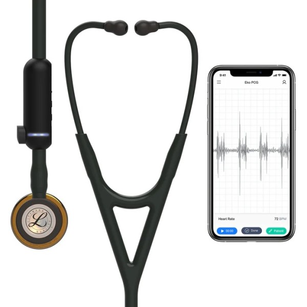 3M Littmann Master Cardiology Stethoscope - Brass Finish Chestpiece & Eartubes, Black Tube (2175) 