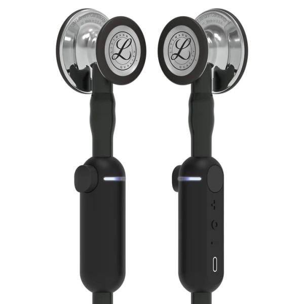 3M Littmann CORE Digital Stethoscope, Mirror Chestpiece, Black Tube, Stem & Headset (8869)