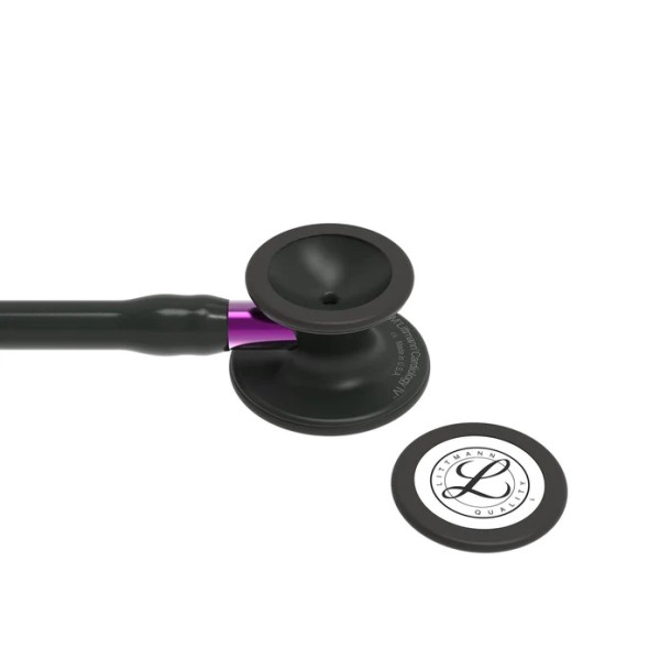 3M Littmann Cardiology IV Diagnostic Stethoscope - Black Finish Chestpiece, Black Tube, Violet Stem & Headset (6203)