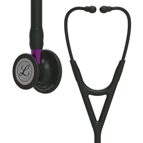 3M Littmann Cardiology IV Diagnostic Stethoscope - Black Finish Chestpiece, Black Tube, Violet Stem & Headset (6203)