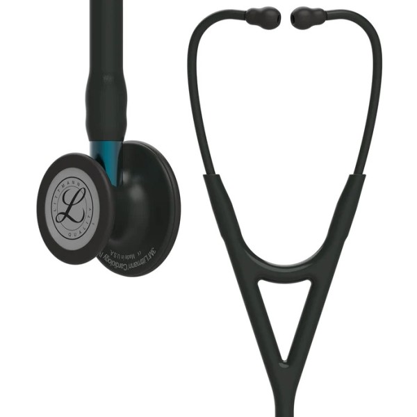 3M Littmann Cardiology IV Diagnostic Stethoscope - Black Finish Chestpiece, Black Tube, Blue Stem & Headset (6201)