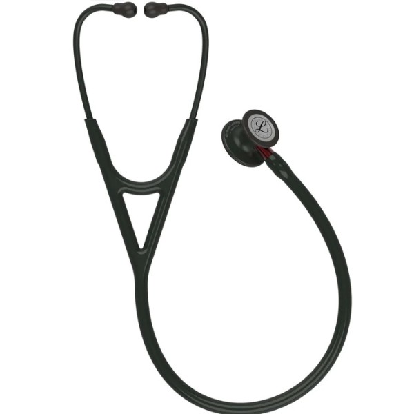 3M Littmann Cardiology IV Diagnostic Stethoscope - Black Finish Chestpiece, Black Tube, Red Stem & Headset (6200)