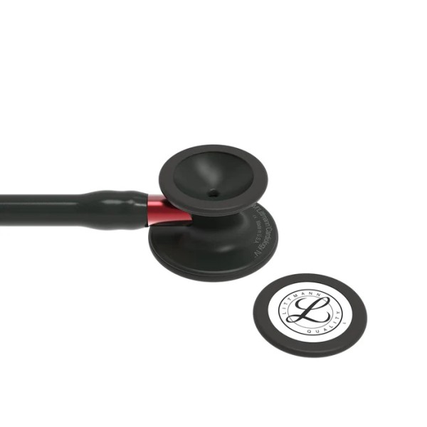 3M Littmann Cardiology IV Diagnostic Stethoscope - Black Finish Chestpiece, Black Tube, Red Stem & Headset (6200)