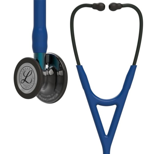 3M Littmann Cardiology IV Diagnostic Stethoscope - High Polish Smoke Finish Chestpiece, Navy Tube, Blue Stem & Headset (6202)